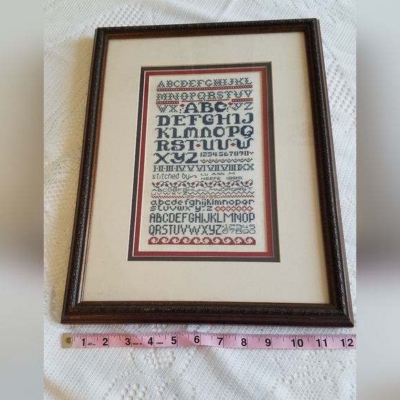 Framed Glass Cross Stitch Alphabet Numbers Ready to hang - Picture 7 of 9